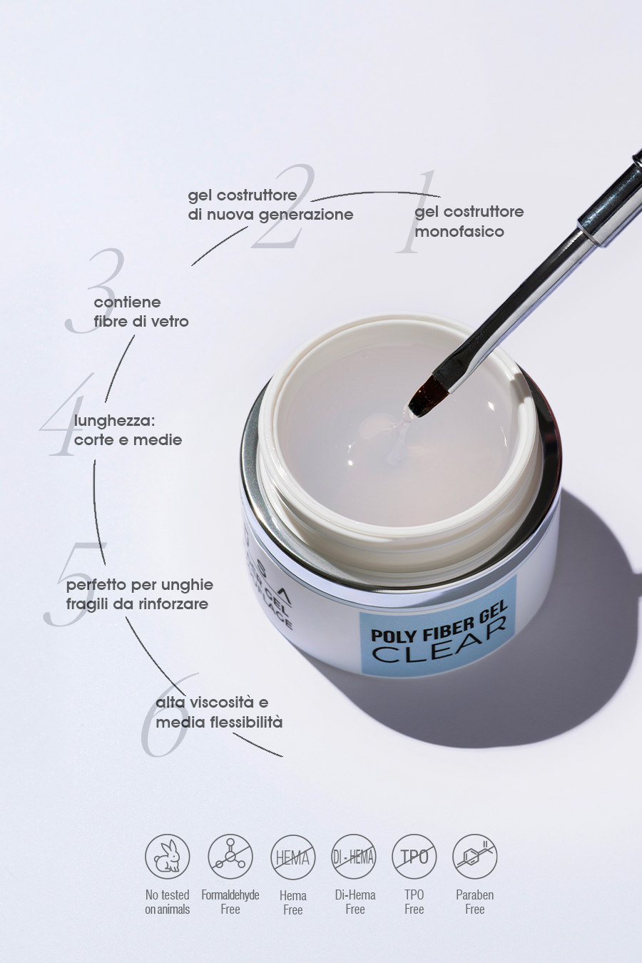 Gel builder poly fiber CLEAR -50 ML - immagine 2