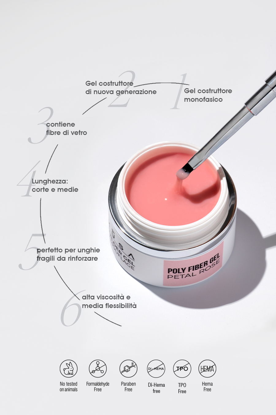 Gel builder poly fiber PETAL ROSE-50 ML - immagine 2